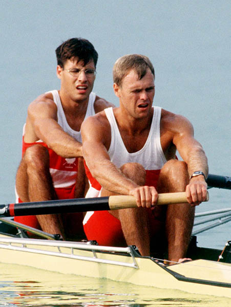 Canada's Harold Backer and Henry Hering (back) competing in the men's 2x rowing event at the 1992 Olympic games in Barcelona. (CP PHOTO/ COA/F.S. Grant)