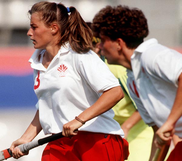 Canada's Joel Brough (left) competing in the field hockey event at the 1992 Olympic games in Barcelona. (CP PHOTO/ COA/Ted Grant)