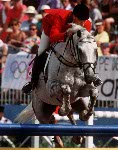 Canada's Jay Hayes riding Zucarlos in the equestrian event at the 1992 Olympic games in Barcelona. (CP PHOTO/ COA/Sandy Grant)