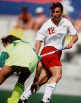 Canada's Laurelee Kopeck (right) competing in the field hockey event at the 1992 Olympic games in Barcelona. (CP PHOTO/ COA/Ted Grant)