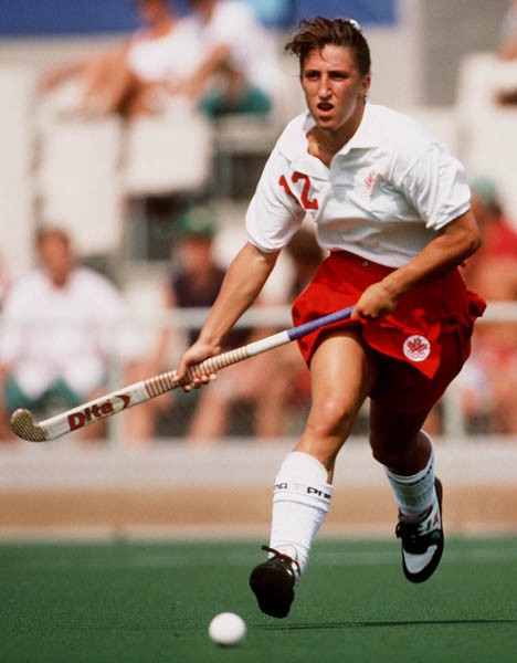 Canada's Laurelee Kopeck competing in the field hockey event at the 1992 Olympic games in Barcelona. (CP PHOTO/ COA/Ted Grant)