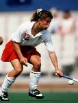 Canada's Laurelee Kopeck (right) competing in the field hockey event at the 1992 Olympic games in Barcelona. (CP PHOTO/ COA/Ted Grant)