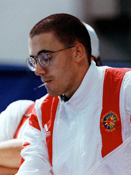Canada's  Allan Francis competing in the fencing event at the 1992 Olympic games in Barcelona. (CP PHOTO/ COA/ T.Grant)