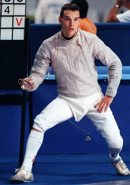 Canada's Evens Gravel competing in the fencing event at the 1992 Olympic games in Barcelona. (CP PHOTO/ COA/ T.Grant)