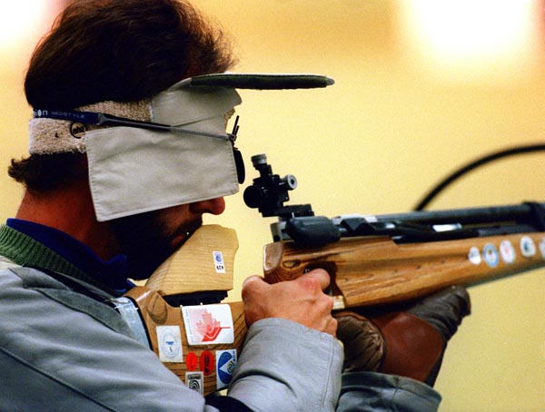 Canada's Guy Lorion competing in the shooting event at the 1992 Olympic games in Barcelona. (CP PHOTO/ COA/ Claus Andersen)