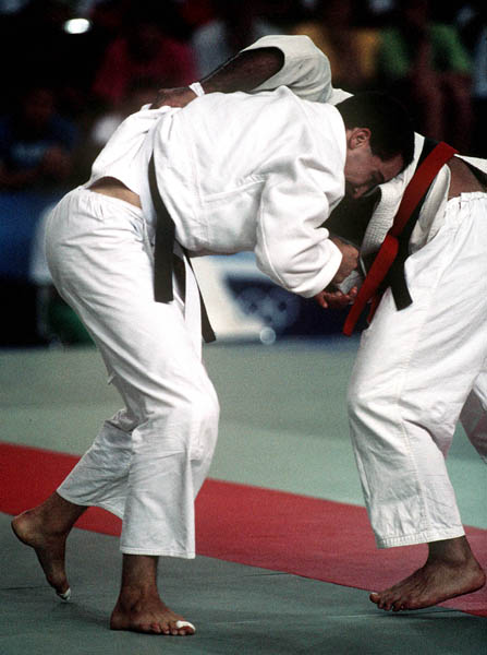 Canada's Patrick Roberge competing in the judo event at the 1992 Olympic games in Barcelona. (CP PHOTO/ COA/ Claus Andersen)