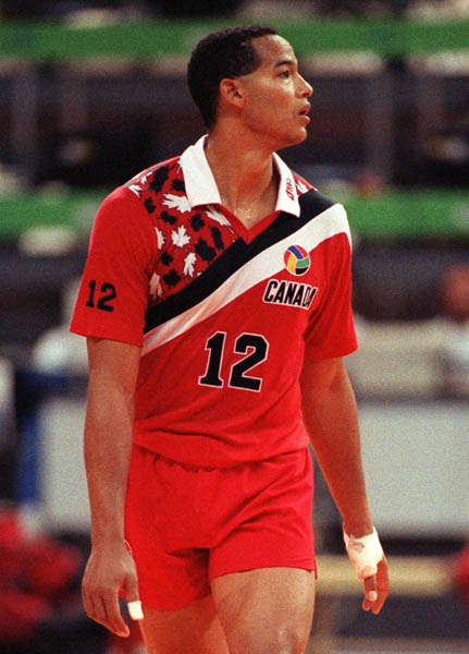 Canada's Randy Gingera competing in the volleyball event at the 1992 Olympic games in Barcelona. (CP PHOTO/ COA/ Claus Andersen)