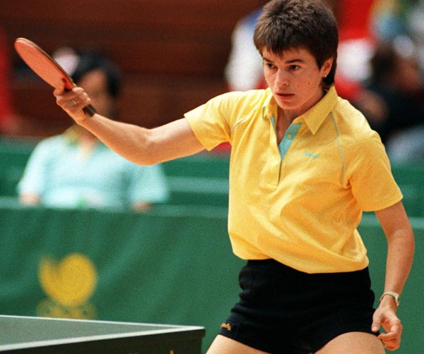 Canada's Mariann Domonkos competing in the table tennis event at the 1988 Olympic games in Seoul. (CP PHOTO/ COA/ Cromby McNeil)