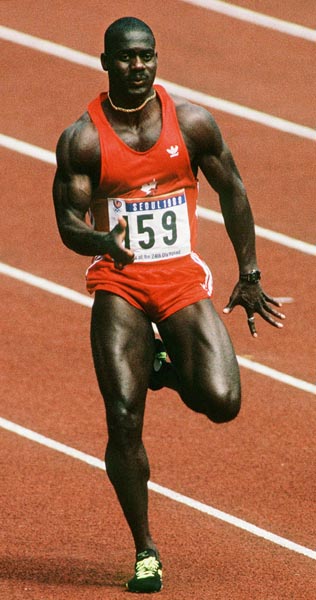 Canada's Ben Johnson competing in the 100m event at the 1988 Olympic games in Seoul. (CP PHOTO/ COA/ Scott Grantl)