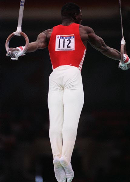 Canada's Curtis Hibbert competing in the gymnastics event at the 1988 Olympic games in Seoul. (CP PHOTO/ COA/ Tim O'lett)