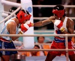 Canada's Raymond Downey (left) competing in the boxing event at the 1988 Olympic games in Seoul. (CP PHOTO/ COA/ S.Grant)