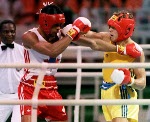Canada's Howard Grant (left) competing in the boxing event at the 1988 Olympic games in Seoul. (CP PHOTO/ COA/ S.Grant)