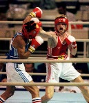 Canada's Jamie Pagendam (left) competing in the boxing event at the 1988 Olympic games in Seoul. (CP PHOTO/ COA/ S.Grant)