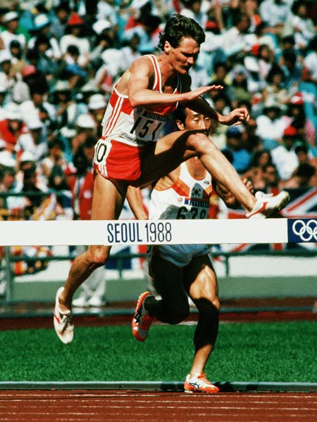 Canada's Graeme Fell competing in the 3000m steeplechase event at the 1988 Olympic games in Seoul. (CP PHOTO/ COA/ F.S.Grant)