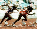 Canada's Angela Bailey competing in the 100m  event at the 1988 Olympic games in Seoul. (CP PHOTO/ COA/F.S.Grant)