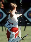 Canada's Lucille Lemay competes in the archery event at the 1984 Olympic Games in Los Angeles. (CP Photo/ COA/Tim O'lett)