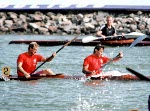 Canada's Alwyn Morris (right)  and Hugh Fisher competing in the k-2 kayaking event at the 1988 Olympic games in Seoul. (CP PHOTO/ COA/ Ted Grant)