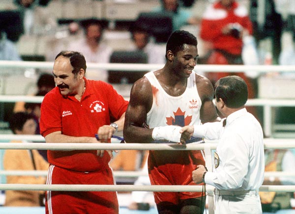 Canada's Lennox Lewis competing in the boxing event at the 1988 Olympic games in Seoul. (CP PHOTO/ COA/ S.Grant)