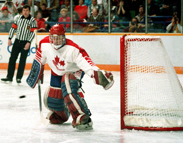 Canada's Sean Burke participates in the hockey event at the 1988 Winter Olympics in Calgary.(CP PHOTO/COA/S.Grant)