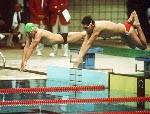 Canada's Jon Kelly competing in the swimming event at the 1988 Olympic games in Seoul. (CP PHOTO/ COA/ Cromby McNeil)