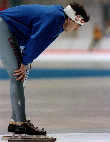 Canada's Gaetan Boucher participates in the long track speedskating event at the 1988 Winter Olympics in Calgary. (CP PHOTO/COA/T. O'lett)