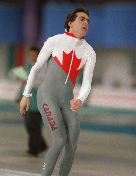 Canada's Gaetan Boucher participates in the speedskating event at the 1988 Winter Olympics in Calgary. (CP PHOTO/COA/T. O'lett)