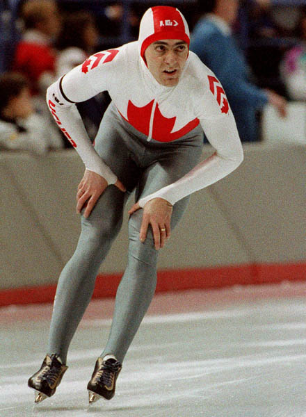 Canada's Gaetan Boucher participates in the speedskating event at the 1988 Winter Olympics in Calgary. (CP PHOTO/COA/T. O'lett)