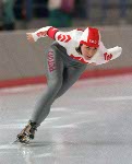 Canada's Chantal Ct participates in the long track speedskating event at the 1988 Winter Olympics in Calgary. (CP PHOTO/COA/T. O'lett)