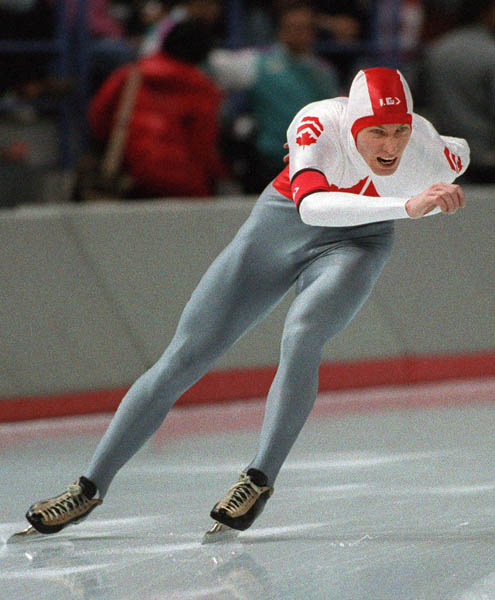 Canada's Gordon Goplen participates in the speedskating event at the 1988 Winter Olympics in Calgary. (CP PHOTO/COA/T. O'lett)