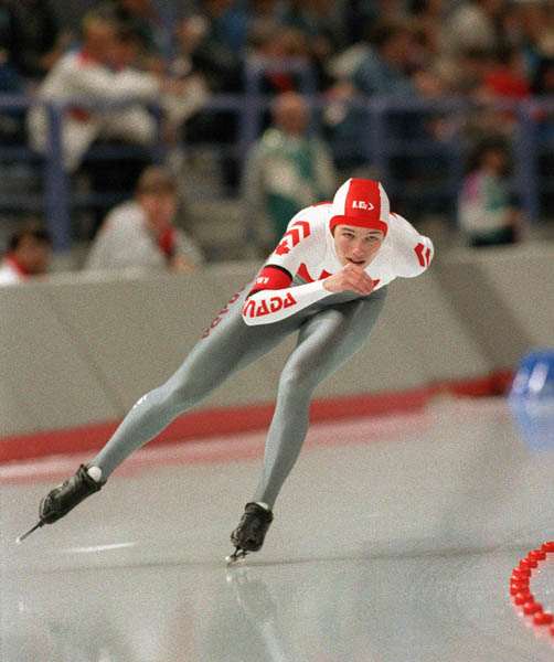 Canada's Natalie Grenier participates in the speedskating event at the 1988 Winter Olympics in Calgary. (CP PHOTO/COA/T. O'lett)