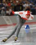 Canada's Ben Lamarche participates in the speedskating event at the 1988 Winter Olympics in Calgary. (CP PHOTO/COA/T. O'lett)