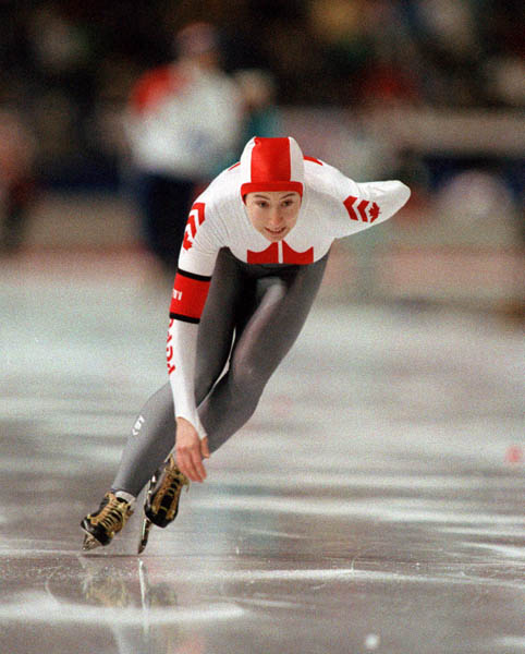 Canada's Ariane Loignon participates in the speedskating event at the 1988 Winter Olympics in Calgary. (CP PHOTO/COA/T. O'lett)