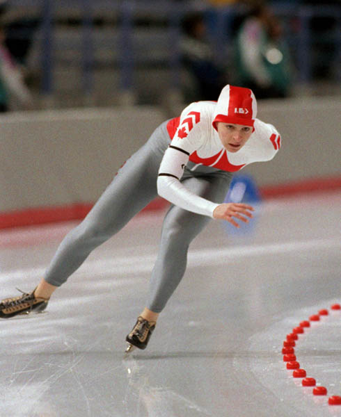 Canada's Caroline Maheux participates in the speedskating event at the 1988 Winter Olympics in Calgary. (CP PHOTO/COA/T. O'lett)