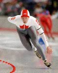 Canadian short track speed skater Marie-Eve Drolet is followed closely during the Women's 500 metre in Salt Lake City, Utah Saturday Feb. 16, at the 2002 Olympic Winter Games. (CP Photo/COA/Andre Forget).