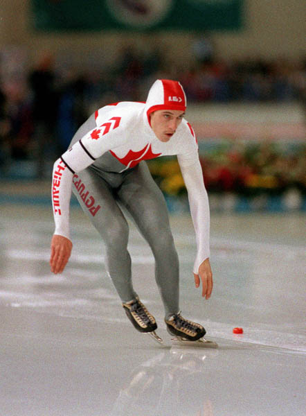 Canada's Guy Thibault participates in the speedskating event at the 1988 Winter Olympics in Calgary. (CP PHOTO/COA/T. O'lett)