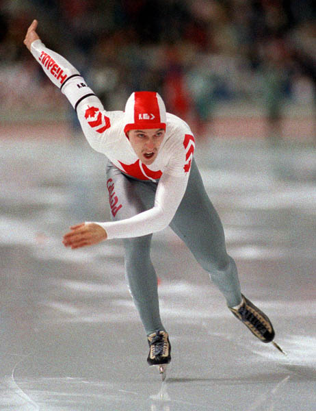 Canada's Guy Thibault participates in the speedskating event at the 1988 Winter Olympics in Calgary. (CP PHOTO/COA/T. O'lett)
