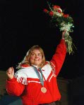 Canada's Laurie Graham participates in the alpine ski event at the 1988 Winter Olympics in Calgary. (CP PHOTO/ COA/C. McNeil)