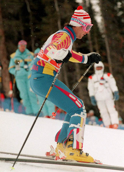 Canada's Don Stevens participates in the alpine ski event at the 1988 Winter Olympics in Calgary. (CP PHOTO/ COA/C. McNeil)