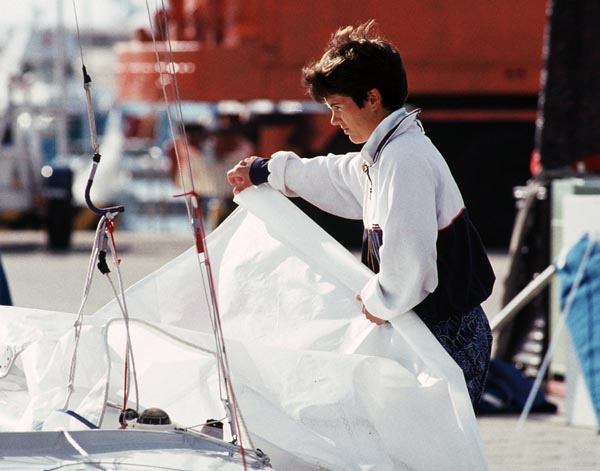 Canada's Karen Johnson competing in the yachting event at the 1988 Olympic games in Seoul. (CP PHOTO/ COA/ Cromby McNeil)