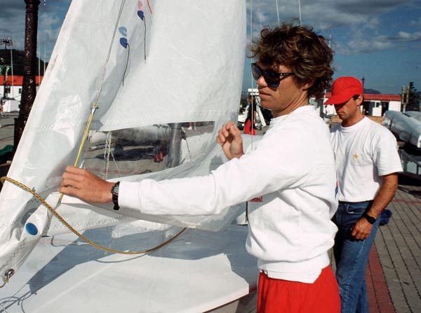 Canada's Nigel Cochran (left) and Gord McIlquham competing in the yachting event at the 1988 Olympic games in Seoul. (CP PHOTO/ COA/ Cromby McNeil)