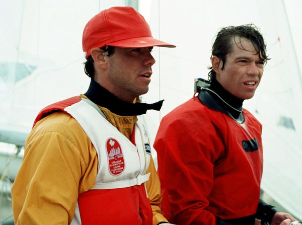 Canada's Gord McIlquham (left) and Nigel Cochran competing in the yachting event at the 1988 Olympic games in Seoul. (CP PHOTO/ COA/ Cromby McNeil)