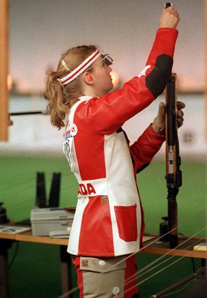 Canada's Sharon Bowes competing in the shooting event at the 1988 Olympic games in Seoul. (CP PHOTO/ COA/ C. McNeil)