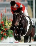 Canada's Laura Tidball-Balisky rides Lavendel 48 in the equestrian event at the 1988 Olympic games in Seoul. (CP PHOTO/ COA/ C. McNeil)