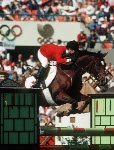 Canada's Lisa Carlsen rides Kahlua in the equestrian event at the 1988 Olympic games in Seoul. (CP PHOTO/ COA/ C. McNeil)