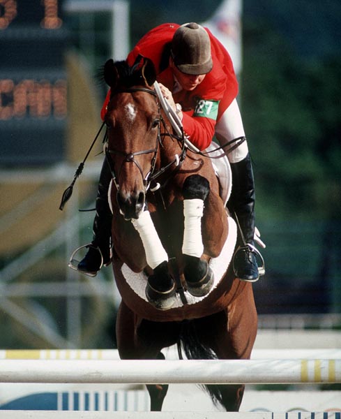 Canada's Mario Deslauriers riding Box Car Willie in the equestrian event at the 1988 Olympic games in Seoul. (CP PHOTO/ COA/ C. McNeil)