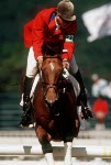 Canada's Mario Deslauriers rides Box Car Willie in the equestrian event at the 1988 Olympic games in Seoul. (CP PHOTO/ COA/ C. McNeil)