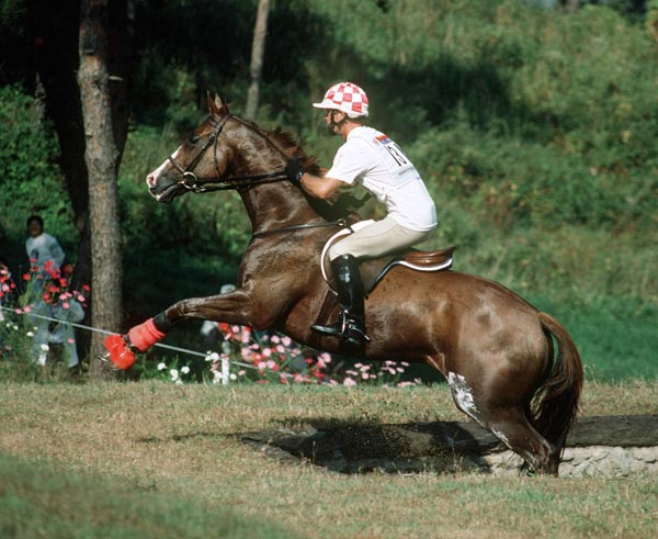 Canada's Nicholas Holmes-Smith rides Espionage in the equestrian event at the 1988 Olympic games in Seoul. (CP PHOTO/ COA/ C. McNeil)