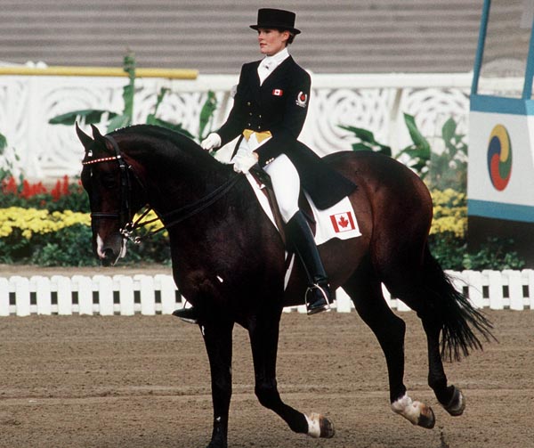 Canada's Ashley Nicoll rides Reipo in the equestrian event at the 1988 Olympic games in Seoul. (CP PHOTO/ COA/ C. McNeil)