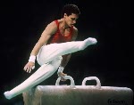 Lorne Bobkin du Canada participe  une preuve de gymnastique aux Jeux olympiques de Soul de 1988. (PC Photo/AOC)