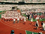 The Canadian Olympic Team walks in the Olympic Stadium at the opening ceremony of the Olympic Games in Athens, August 13, 2004. (CP PHOTO 2004/Andre Forget/COC)